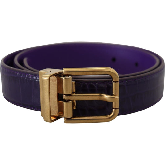 Dolce & Gabbana Purple Exotic Leather Gold Metal Buckle Belt Dolce & Gabbana