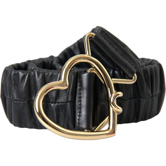 Dolce & Gabbana Black Leather Gold Heart Metal Buckle Belt Dolce & Gabbana