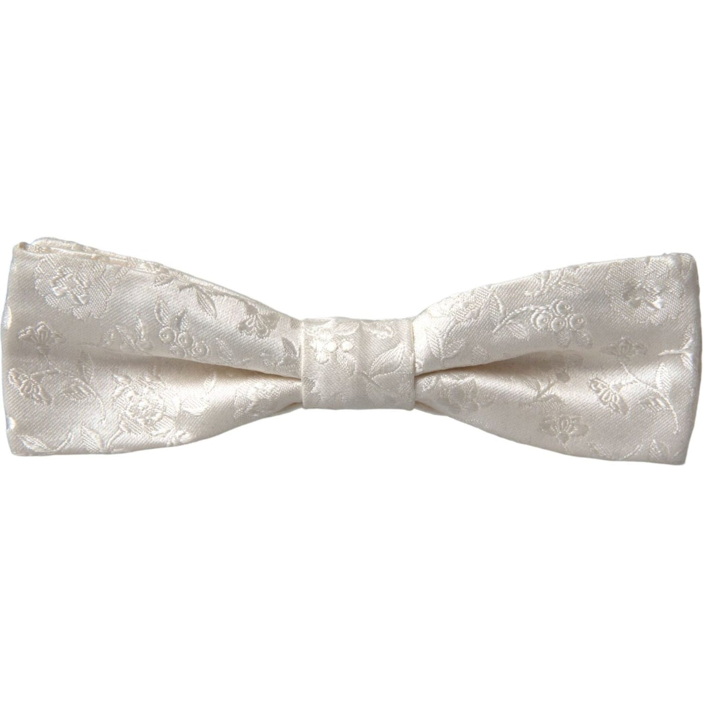 Dolce & Gabbana White Floral Silk Adjustable Neck Bow Tie Dolce & Gabbana