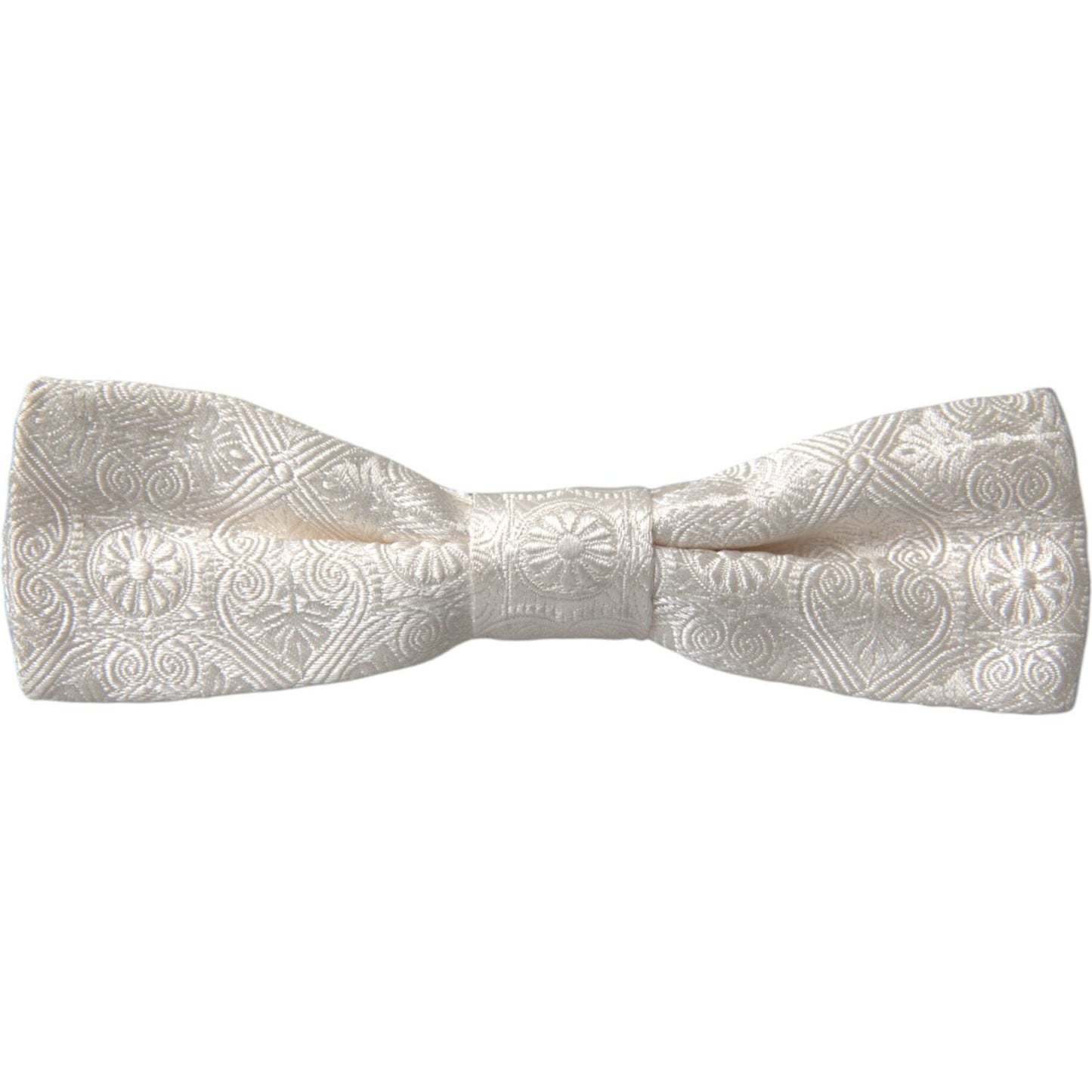 Dolce & Gabbana White Floral Brocade Adjustable Neck Men Bow Tie Dolce & Gabbana