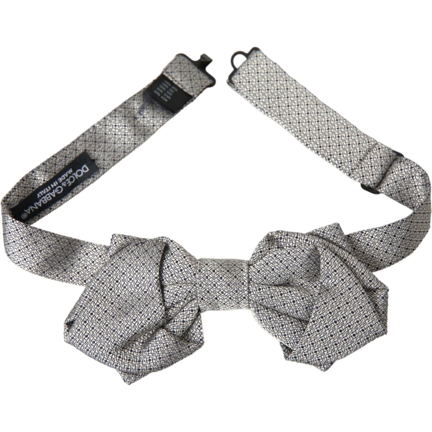 Dolce & Gabbana Gray Silk Adjustable Neck Men Bow Tie Dolce & Gabbana