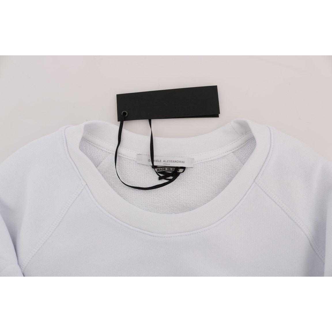 Daniele Alessandrini Elegant White Crewneck Cotton Sweater Daniele Alessandrini