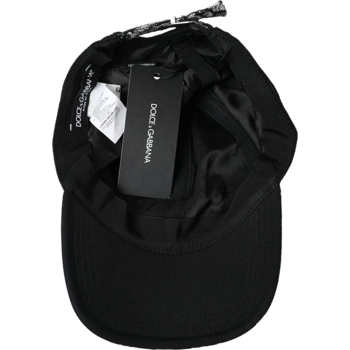 Dolce & Gabbana Black Silver Floral Print Baseball Hat Men Dolce & Gabbana