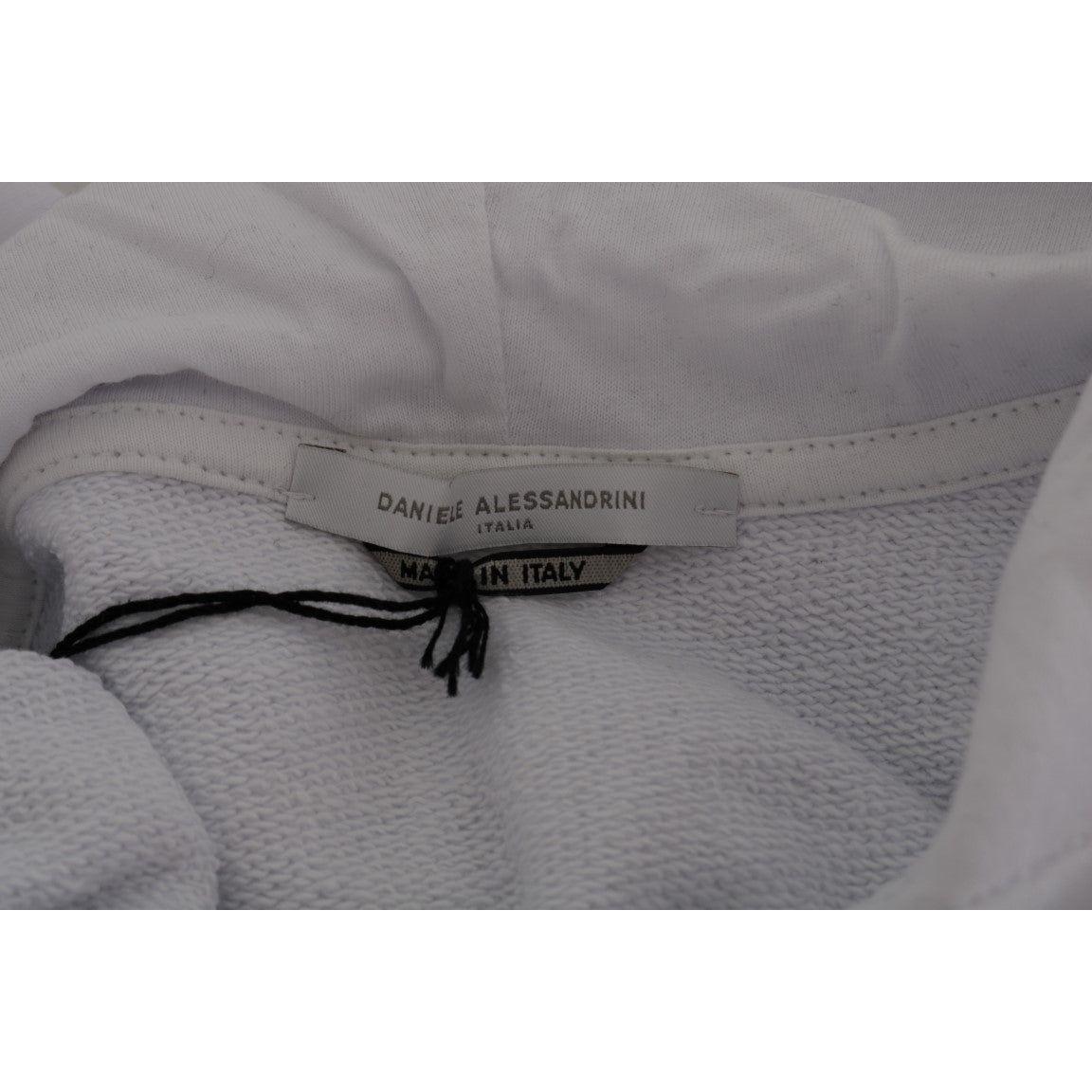 Daniele Alessandrini White Pullover Hodded Cotton Sweater