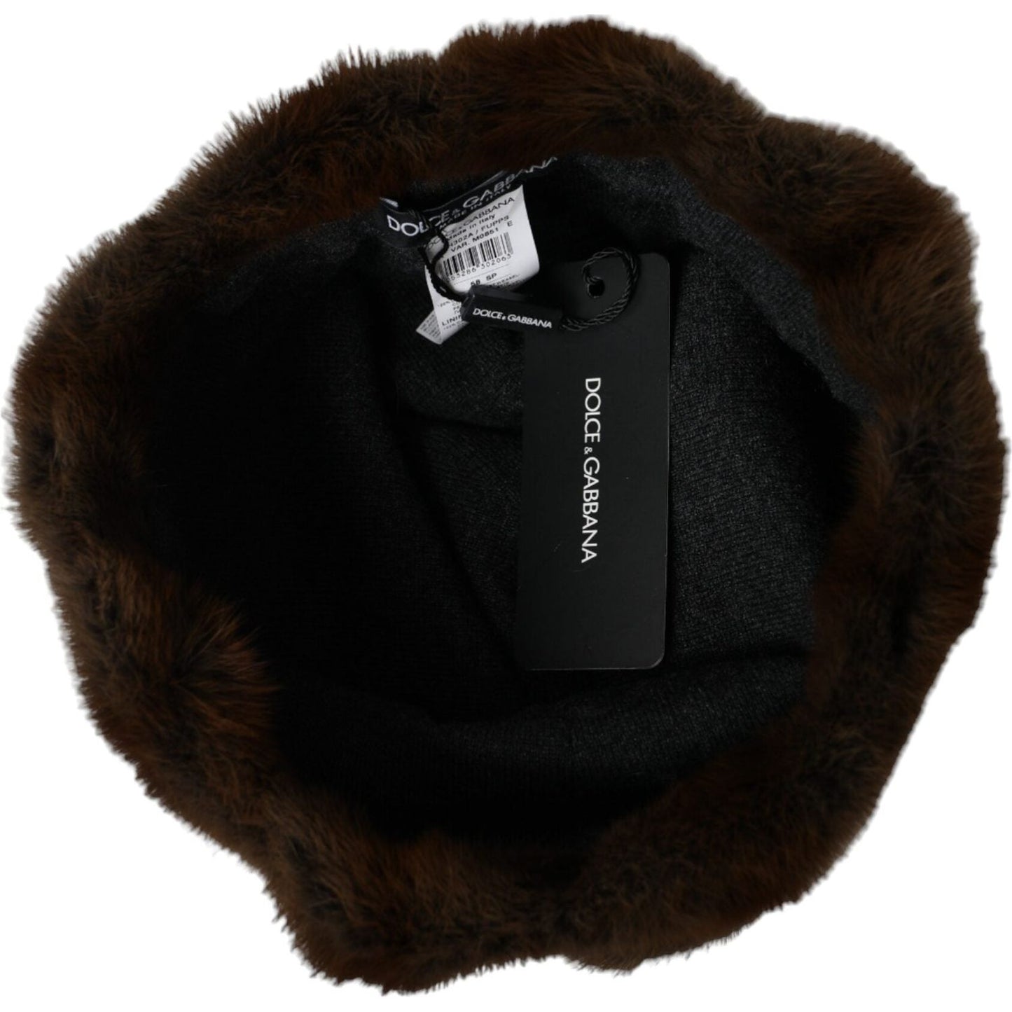 Dolce & Gabbana Brown Weasel Fur Womens Cashmere Hat Beanie Dolce & Gabbana