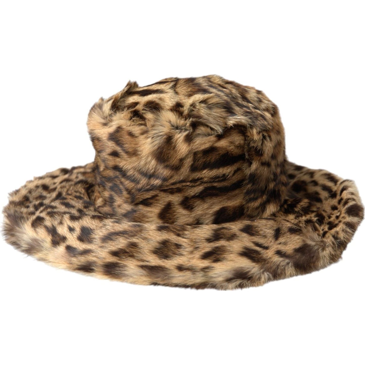 Dolce & Gabbana Brown Leopard Fur Women Bucket Hat Dolce & Gabbana