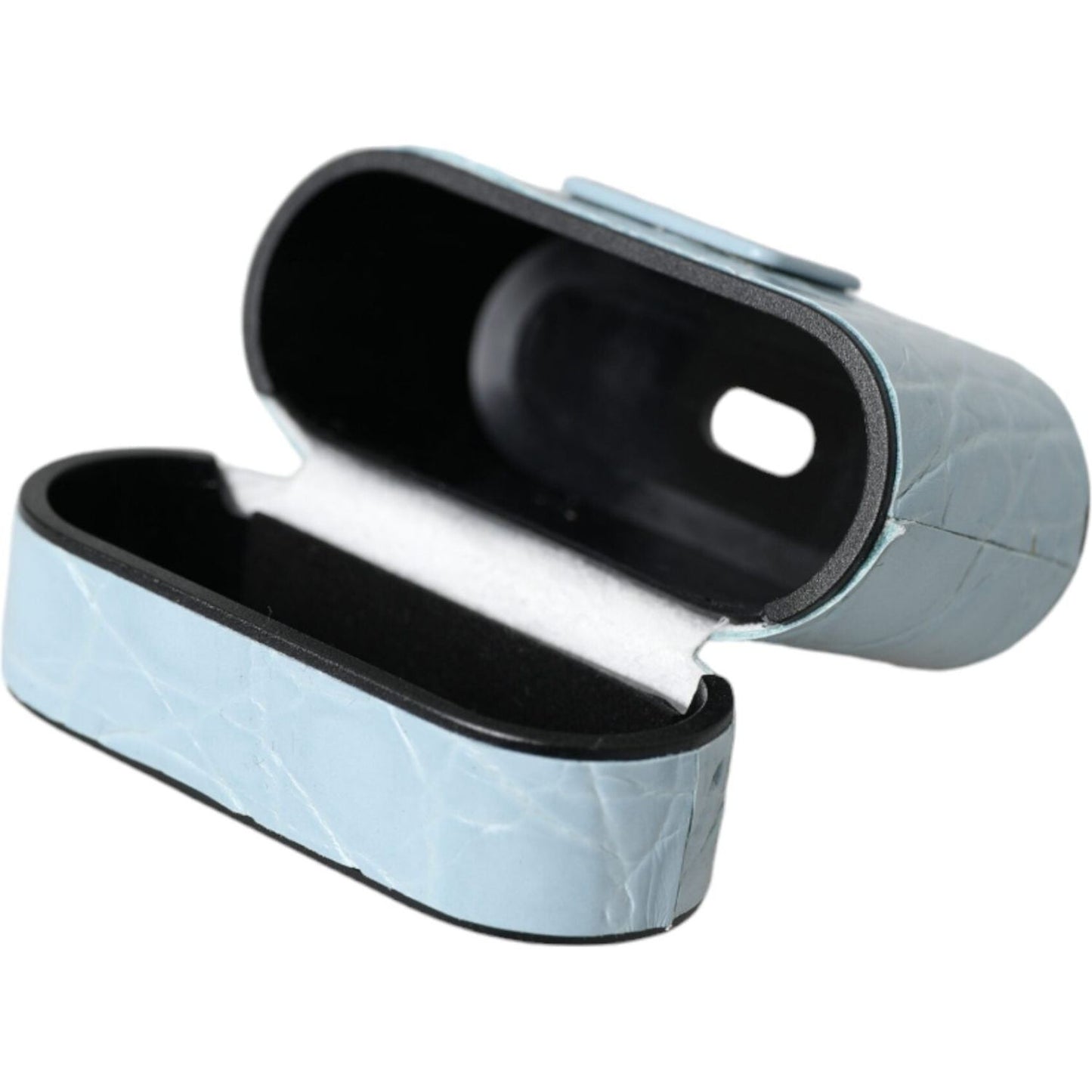 Dolce & Gabbana Light Blue Leather Metal Logo Plaque Airpods Case Dolce & Gabbana