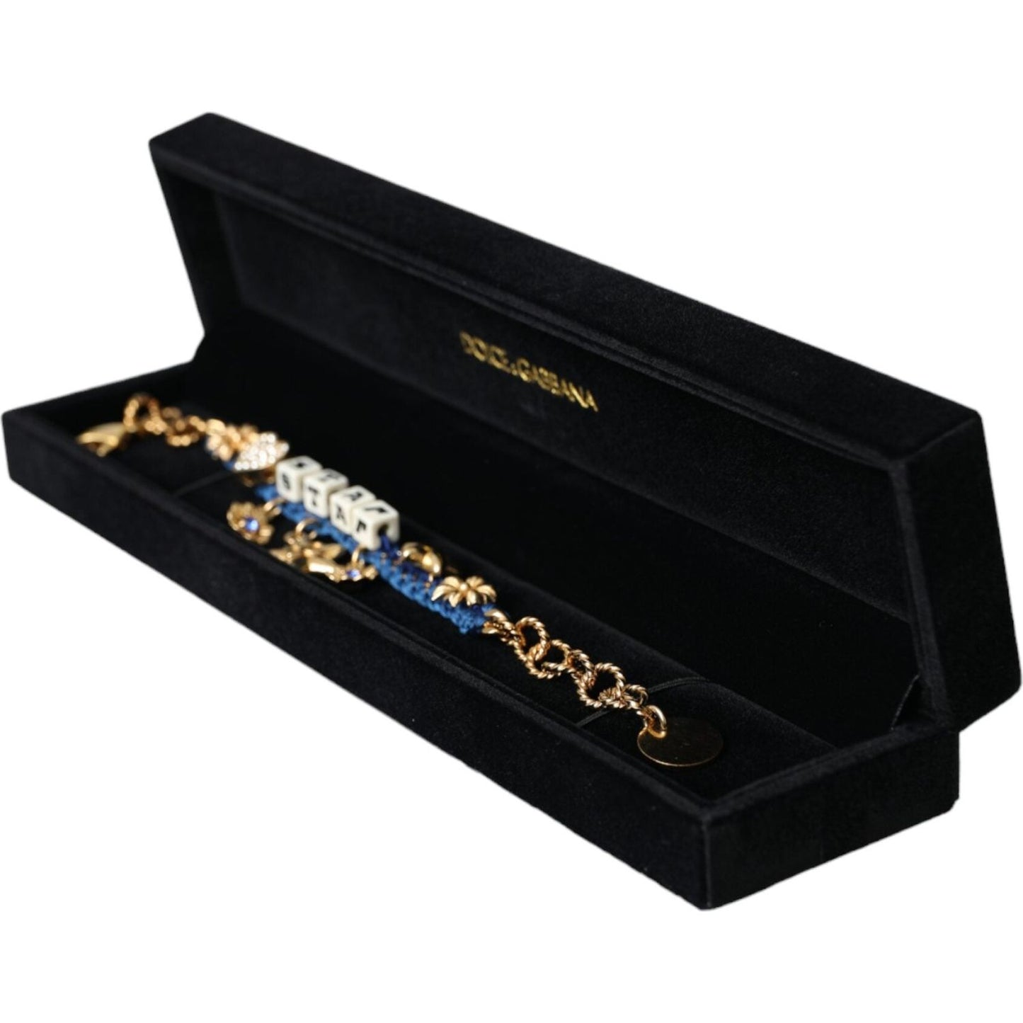 Dolce & Gabbana Gold Tone Brass Chain Star Fashion Bracelet Bracelet Dolce & Gabbana Black