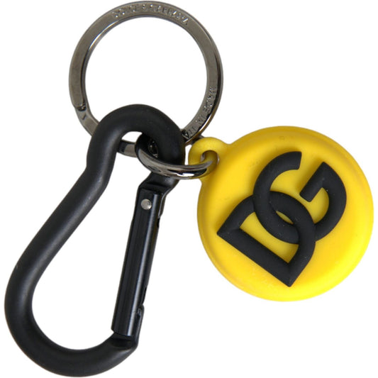 Dolce & Gabbana Yellow Rubber DG Logo Round Brass Metal Keyring Keychain Dolce & Gabbana