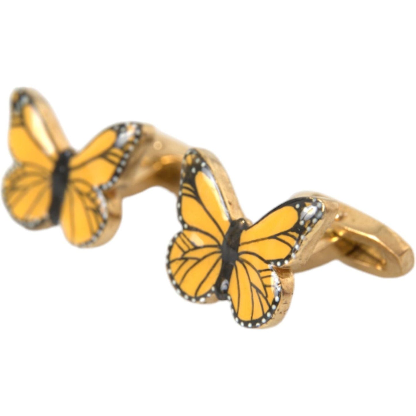 Dolce & Gabbana Gold Tone Brass Butterfly Enamel Men Cufflink Dolce & Gabbana