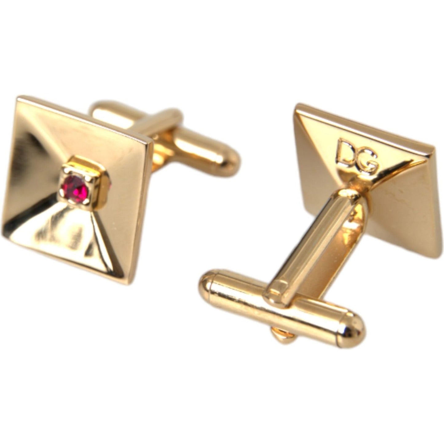 Dolce & Gabbana Gold Plated Brass Crystal Square Pin Cufflinks Dolce & Gabbana