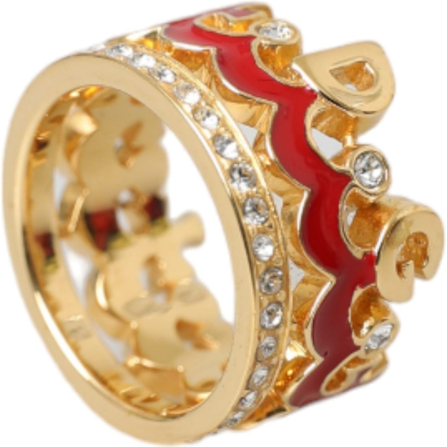 Dolce & Gabbana Gold Tone BrassCrystal Enamel DG CROWN Statement Ring Dolce & Gabbana