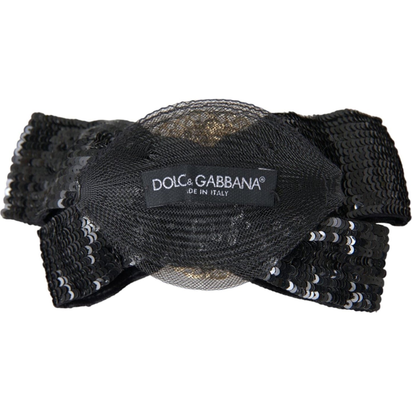 Dolce & Gabbana Black Sequin Pearl Handmade Brooch Hair Pin FASHION ACCESSORIES