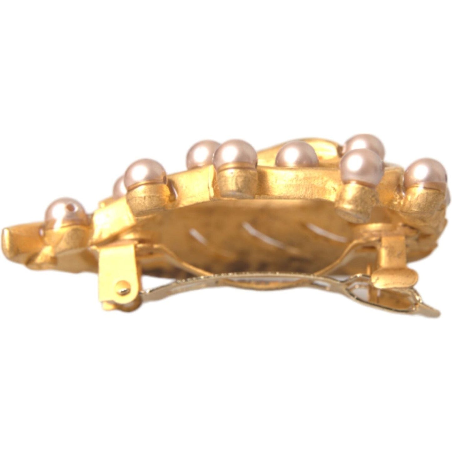 Dolce & Gabbana Gold Brass Leaf Embellished Jewelry Brooch Hair Pin FASHION ACCESSORIES