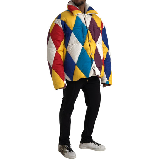 Dolce & Gabbana Multicolor Windbreaker Puffer Jacket Men Dolce & Gabbana