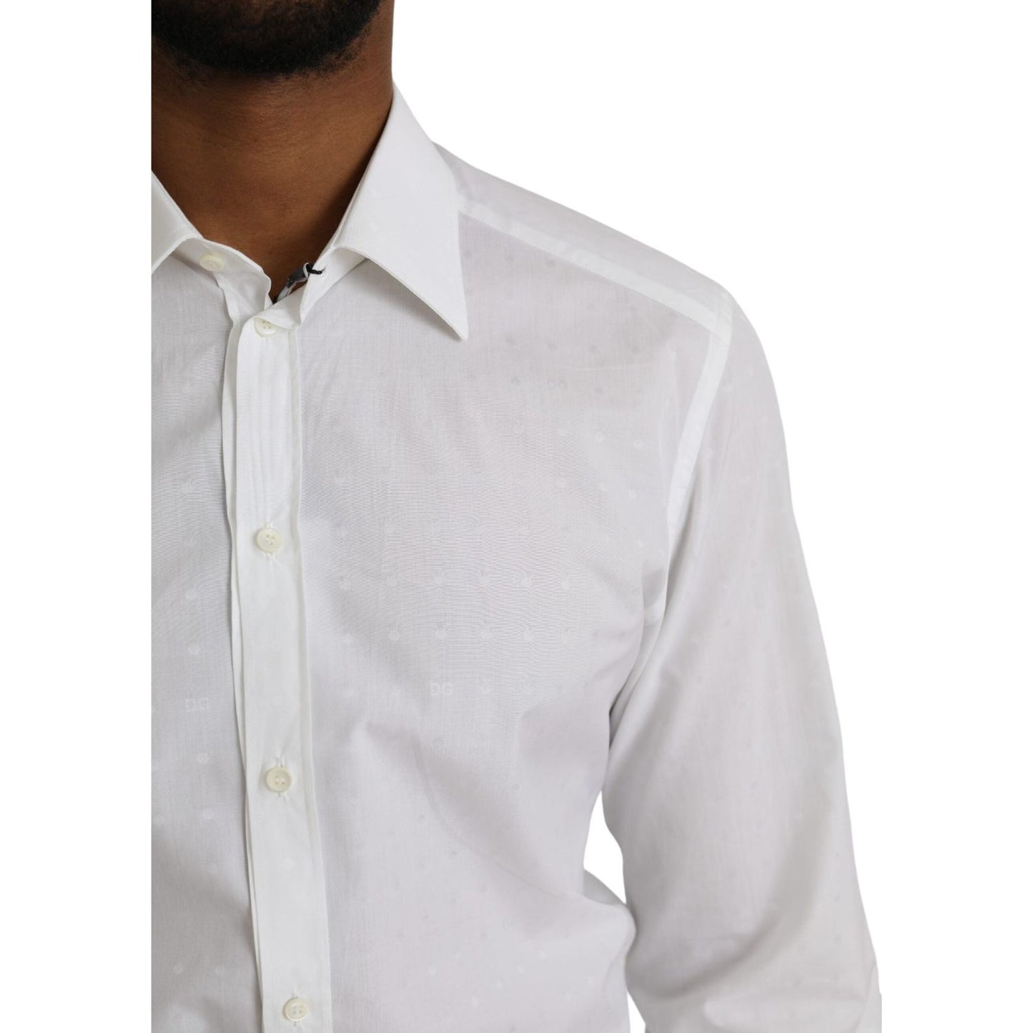 Dolce & Gabbana White Logo Cotton Men Dress GOLD Shirt Dolce & Gabbana