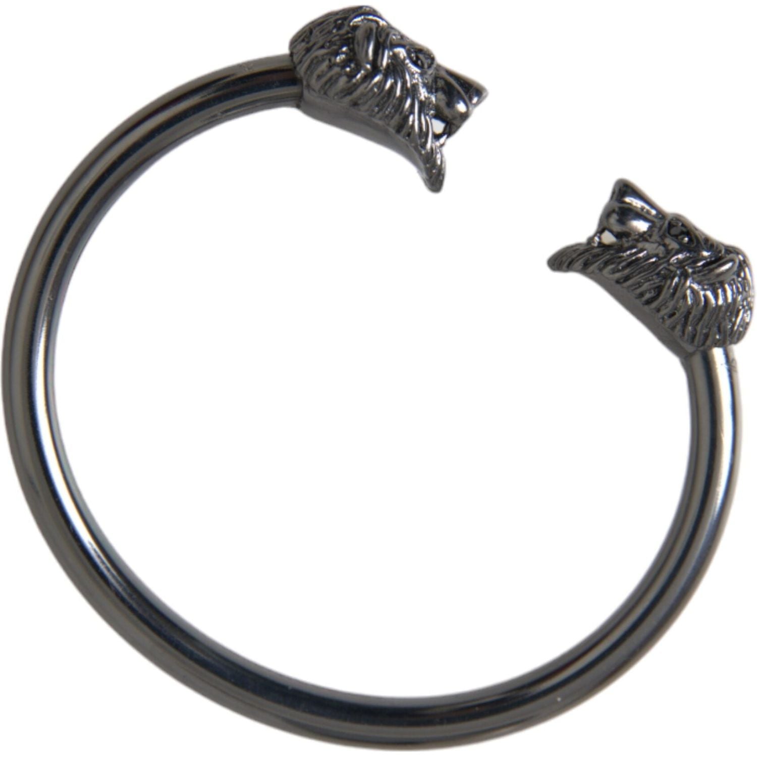Nialaya Black Rhodium Lion Bangle Bracelet Women