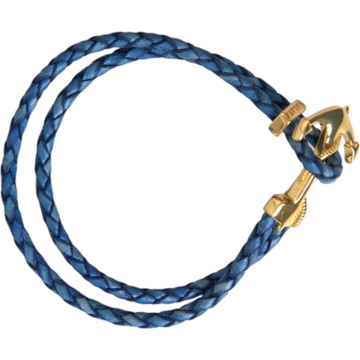 Nialaya Blue Gold Anchor 925 Silver Charm Bracelet Mens Nialaya