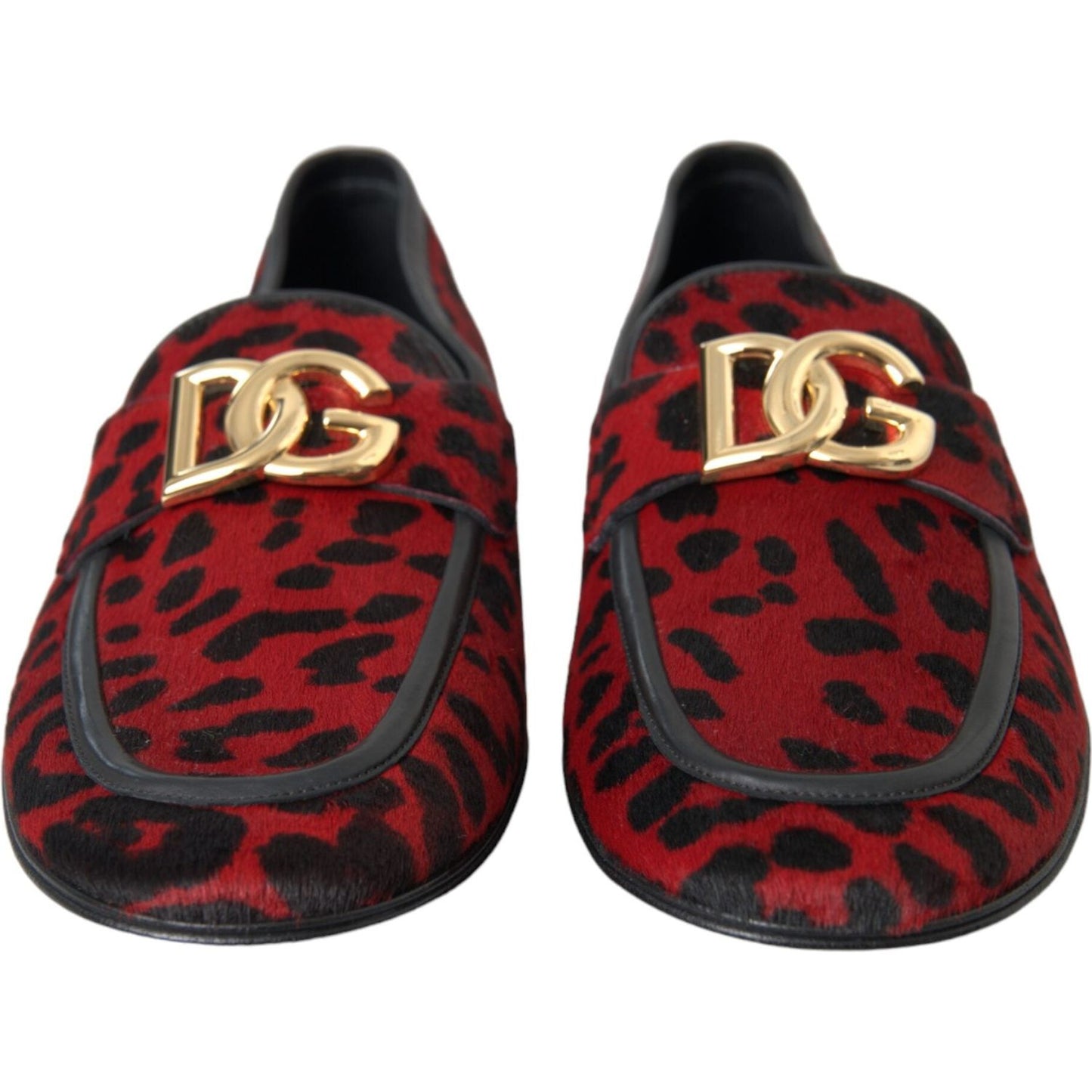 Dolce & Gabbana Red Black Leopard DG Loafers Formal Men Shoes Dolce & Gabbana