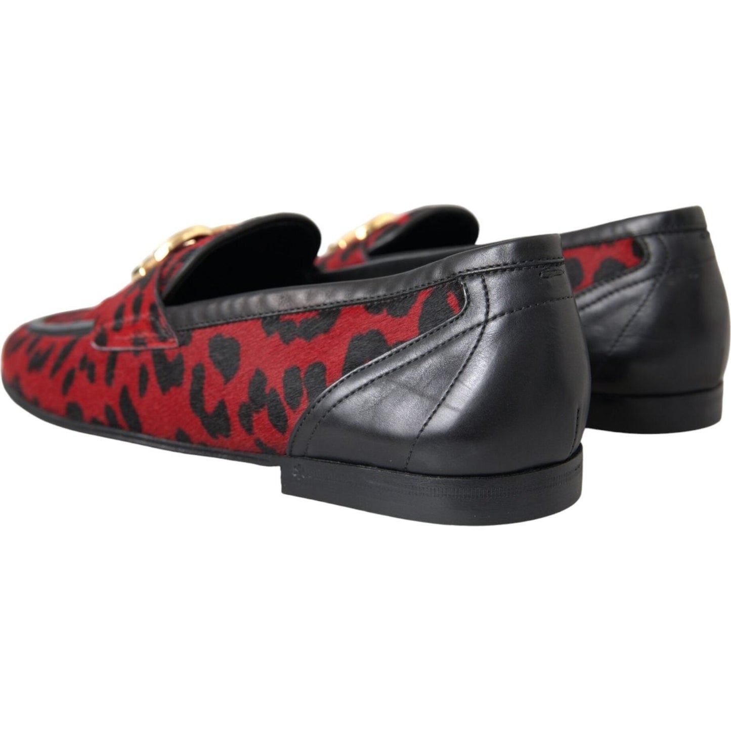 Dolce & Gabbana Red Black Leopard DG Loafers Formal Men Shoes Dolce & Gabbana