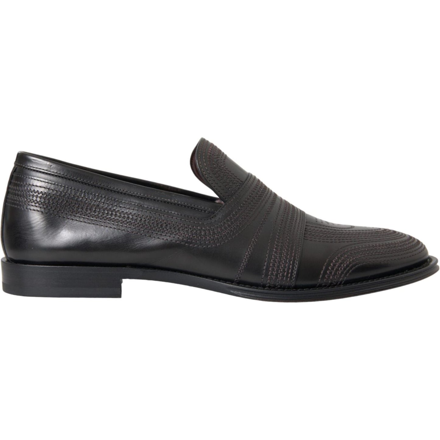 Dolce & Gabbana Black Brown Leather Loafer Men Dress Shoes Dolce & Gabbana