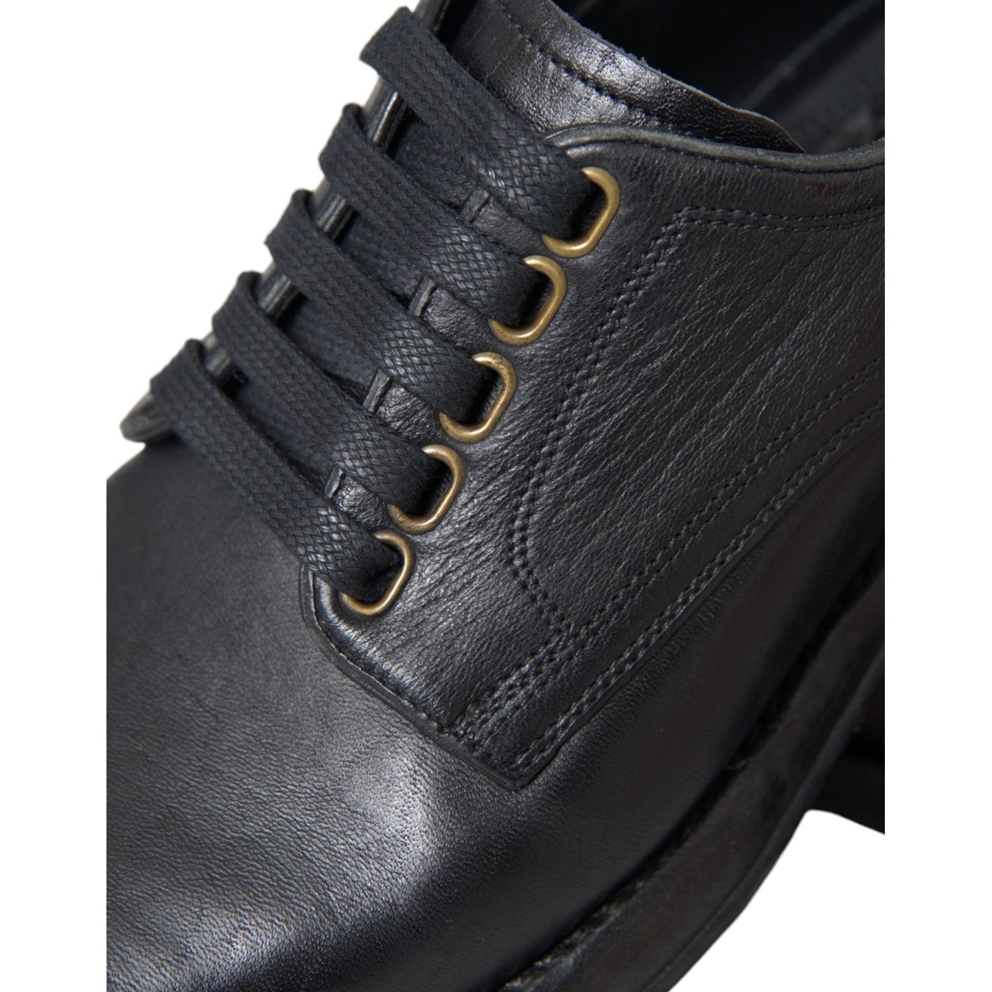 Dolce & Gabbana Black Horse Leather Derby Men Dress Shoes Dolce & Gabbana