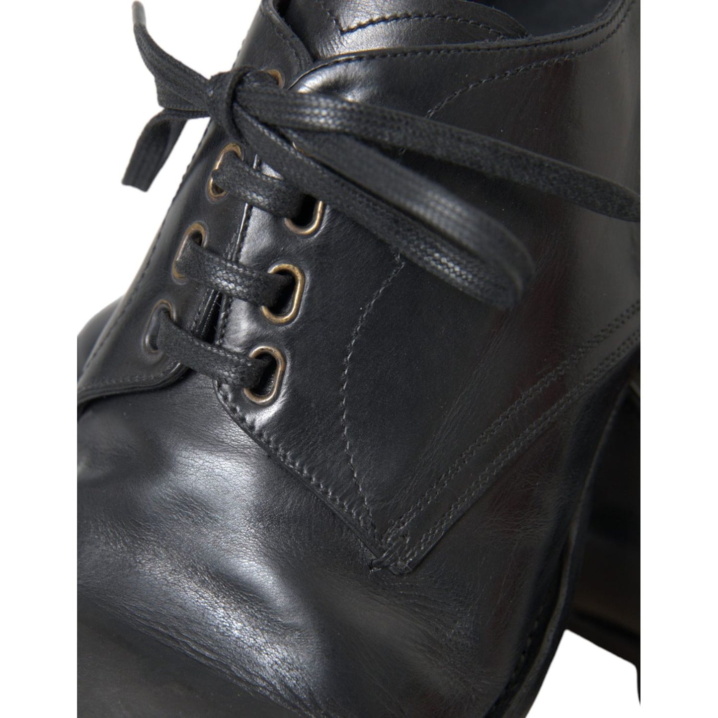 Dolce & Gabbana Black Leather Derby Formal Dress Men Shoes Dolce & Gabbana