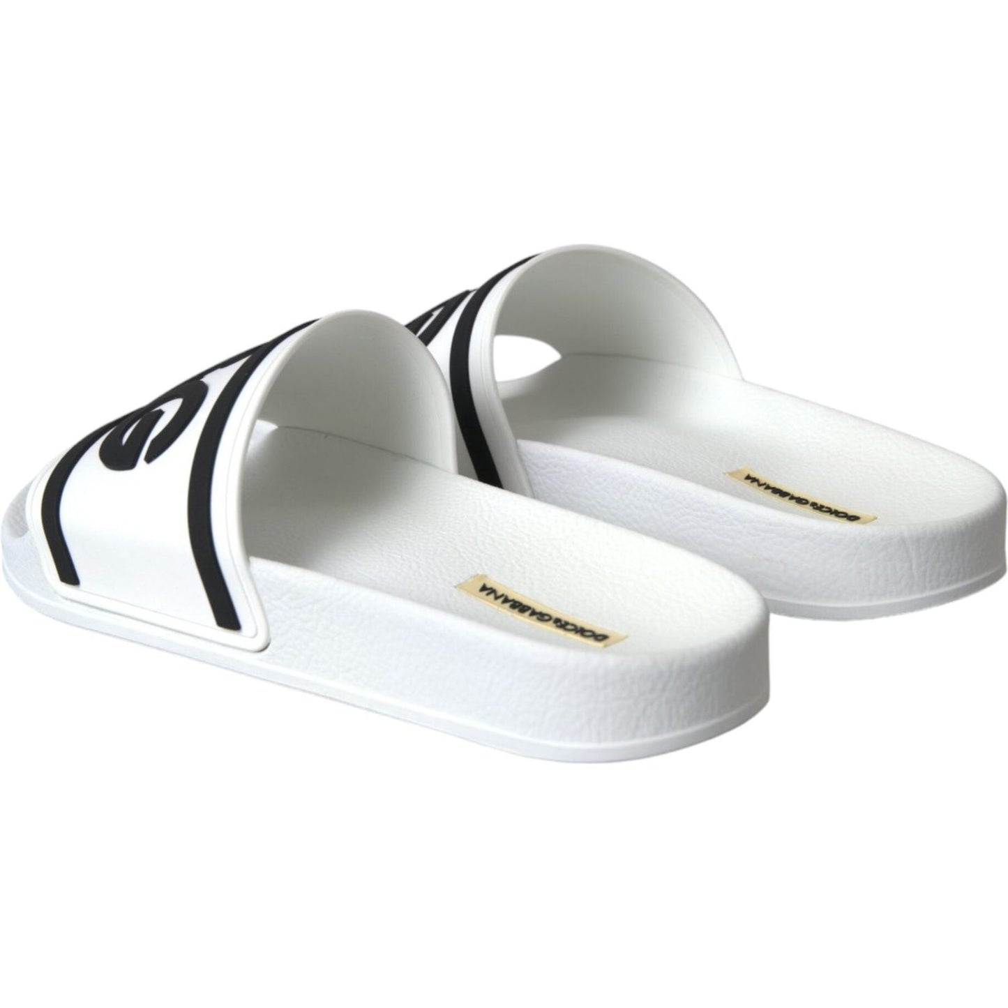 Dolce & Gabbana White Black Sandals Rubber Beachwear Shoes Dolce & Gabbana