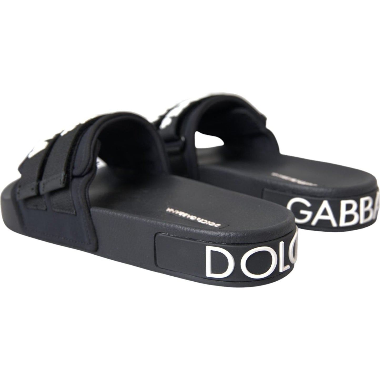 Dolce & Gabbana Black Logo Beachwear Flats Sandals Shoes Dolce & Gabbana