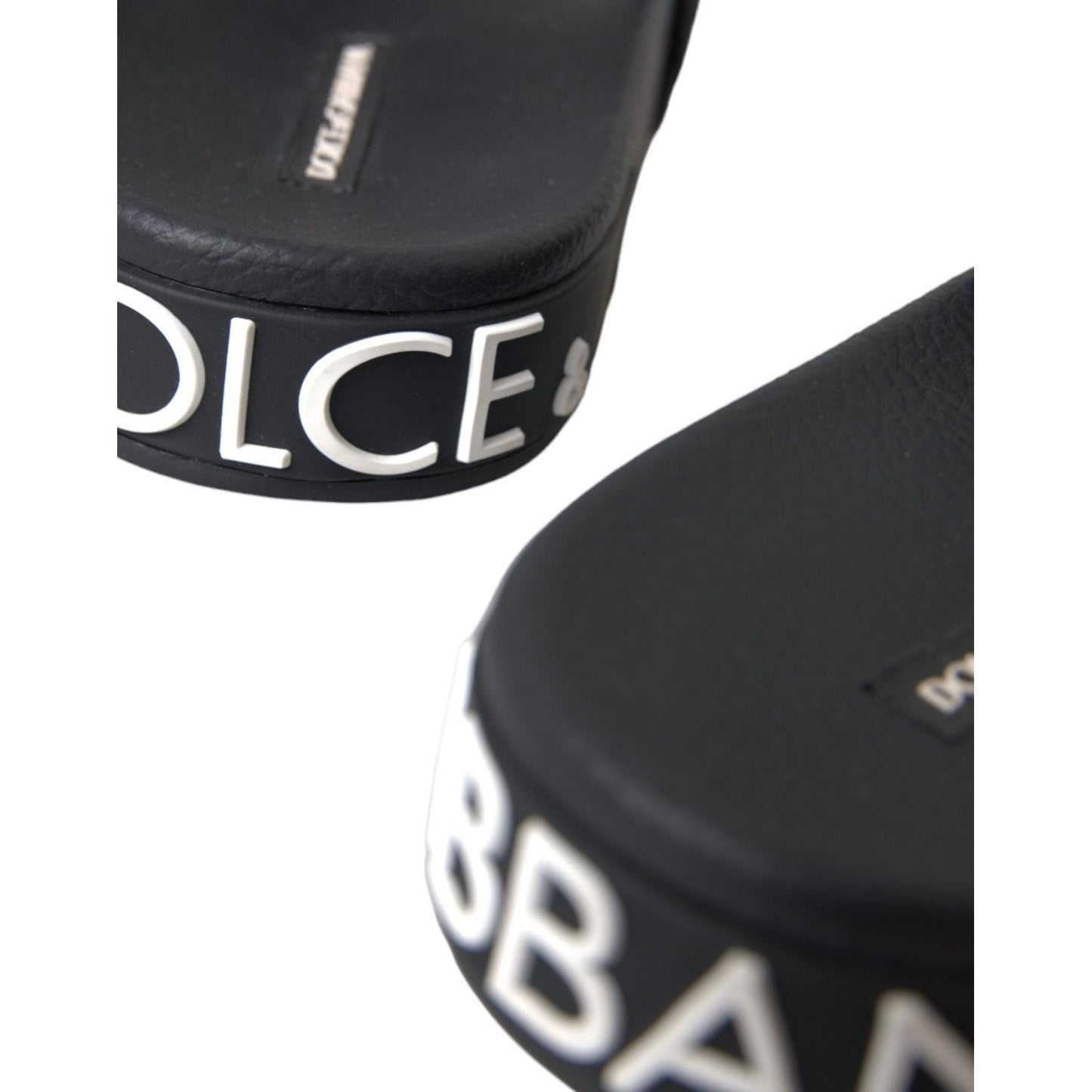 Dolce & Gabbana Black Logo Beachwear Flats Sandals Shoes Dolce & Gabbana