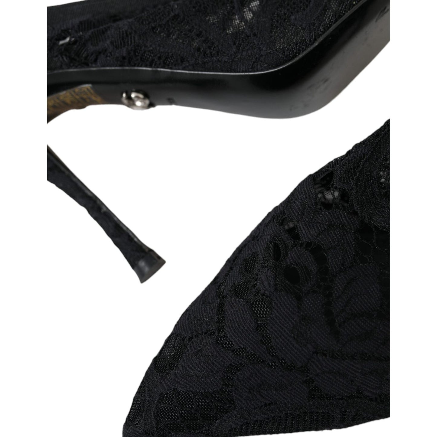 Dolce & Gabbana Black Lace Stretch Heels Slingbacks Shoes Dolce & Gabbana