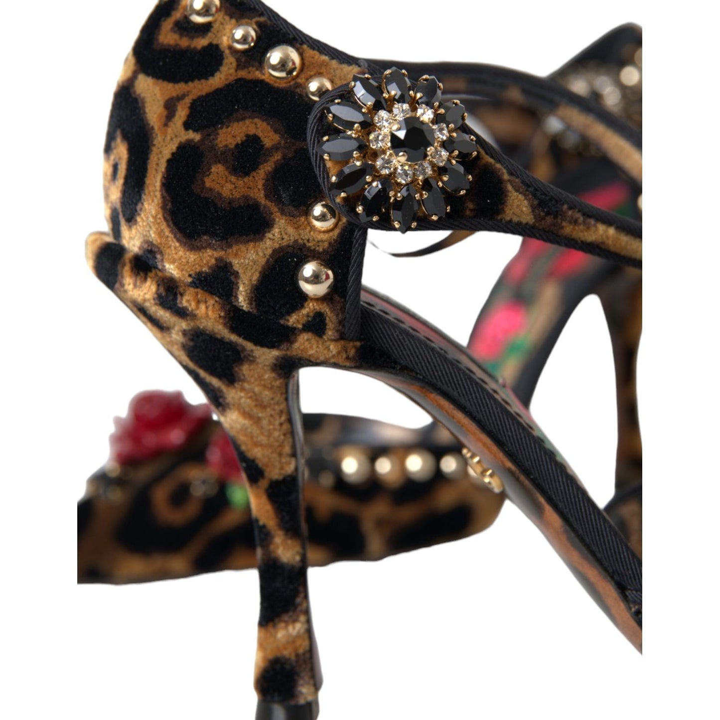 Dolce & Gabbana Brown Leopard Floral Crystal Mary Janes Pumps Shoes Dolce & Gabbana