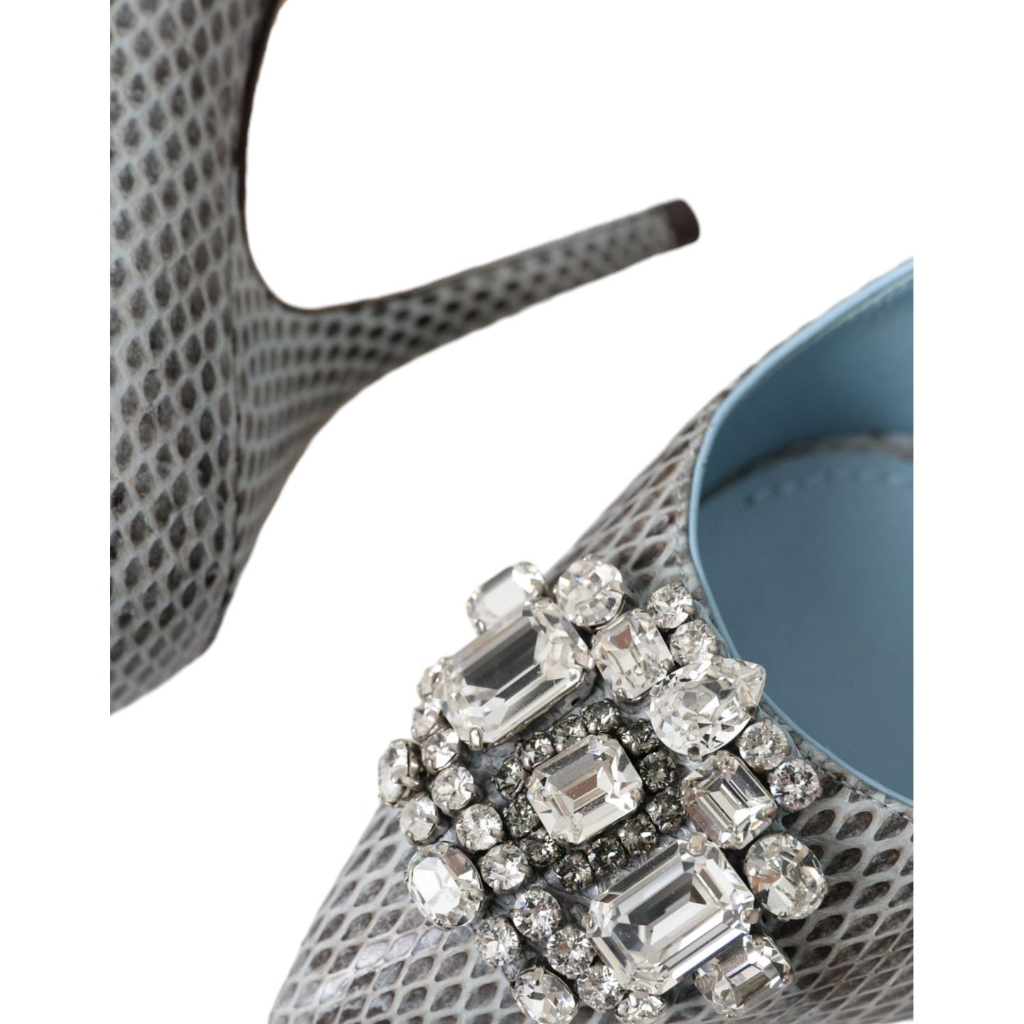 Dolce & Gabbana Light Blue Exotic Leather Crystal Bellucci Shoes Dolce & Gabbana