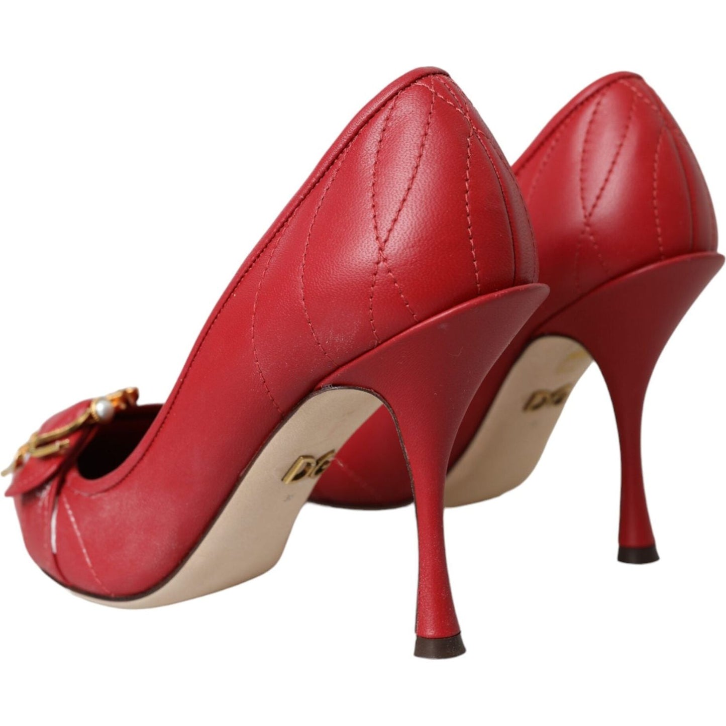 Dolce & Gabbana Red Devotion Leather Heels Pumps Shoes Dolce & Gabbana Brown