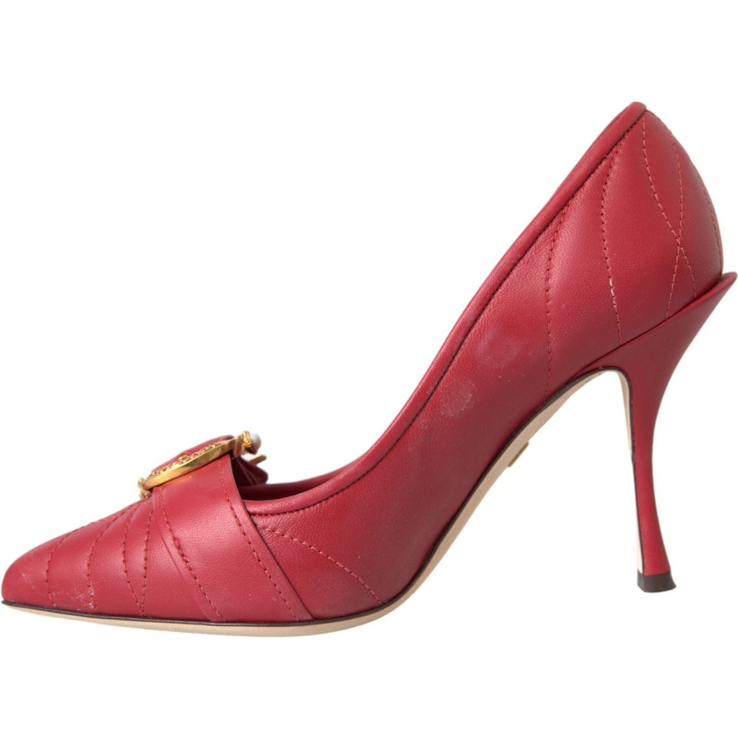 Dolce & Gabbana Red Devotion Leather Heels Pumps Shoes Dolce & Gabbana Maroon