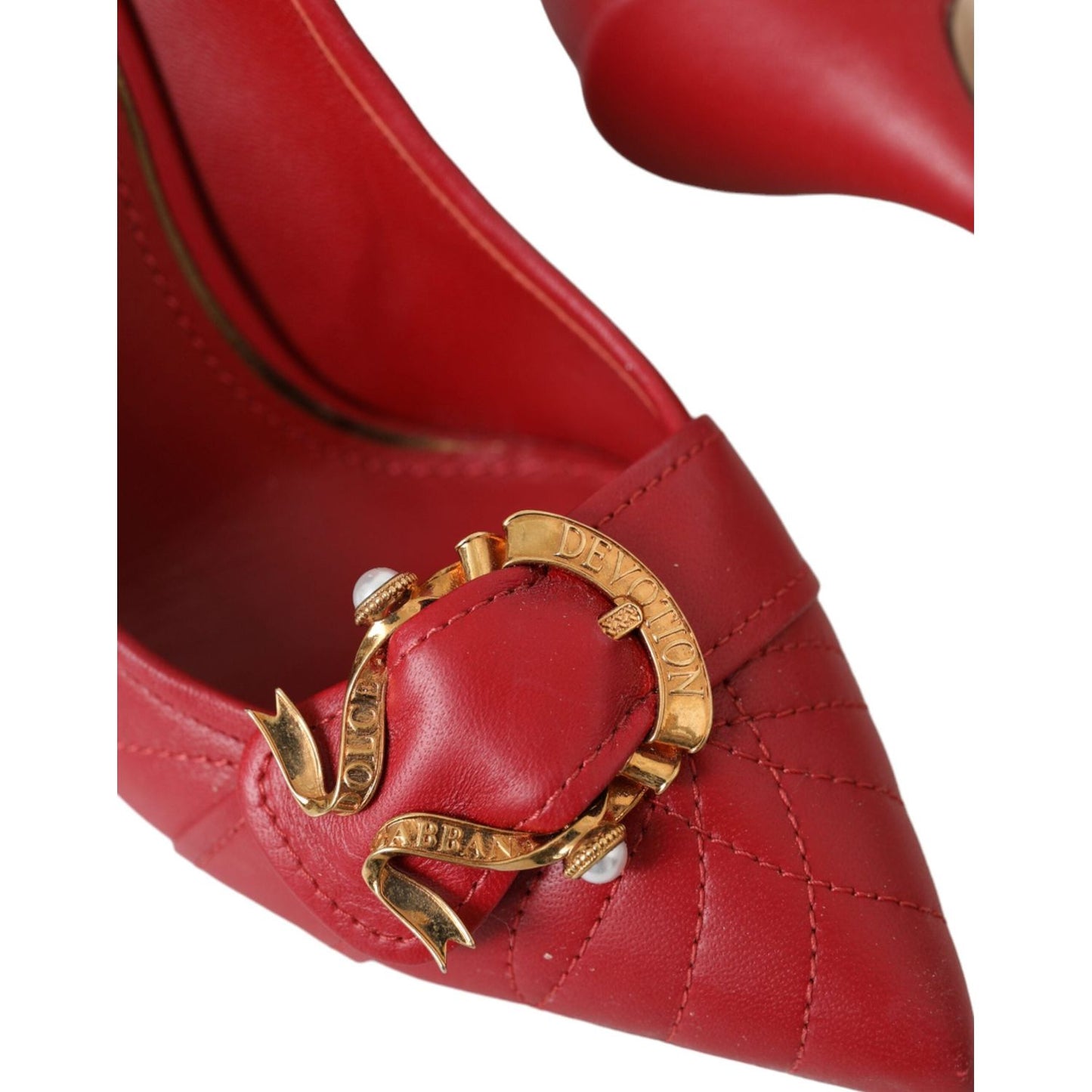 Dolce & Gabbana Red Devotion Leather Heels Pumps Shoes Dolce & Gabbana Brown