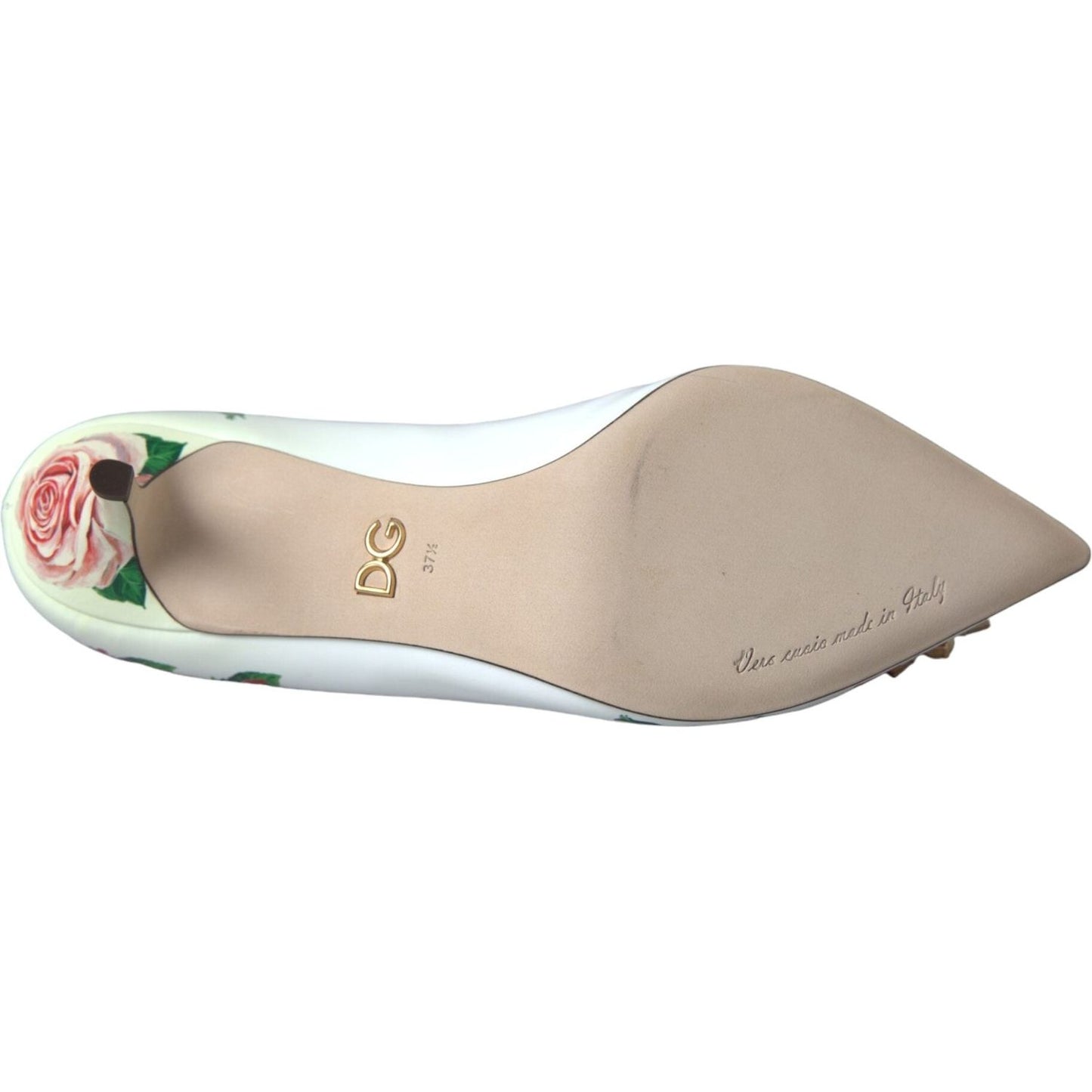 Dolce & Gabbana White Leather Roses Crystal Bellucci Pumps Shoes Dolce & Gabbana Dark Gray