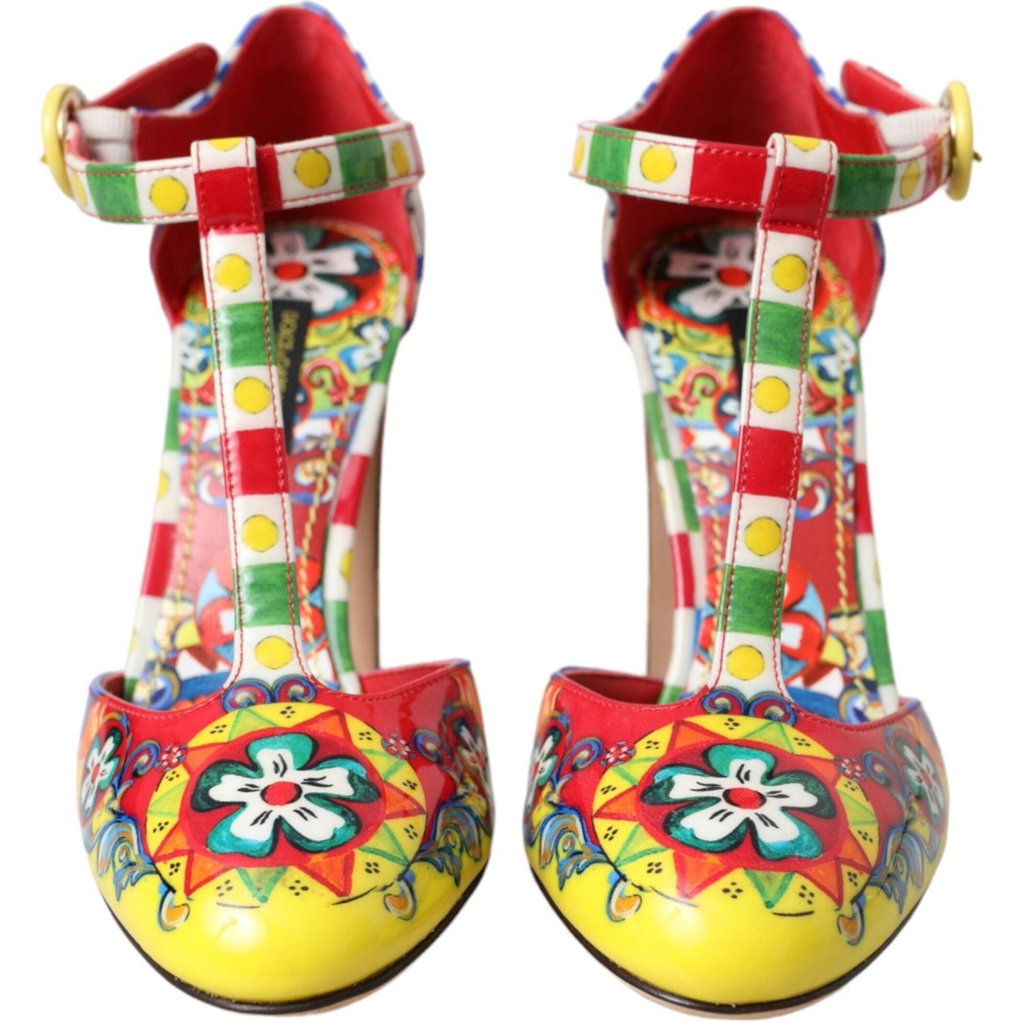 Dolce & Gabbana Multicolor Carretto T-strap Sandals Shoes Dolce & Gabbana