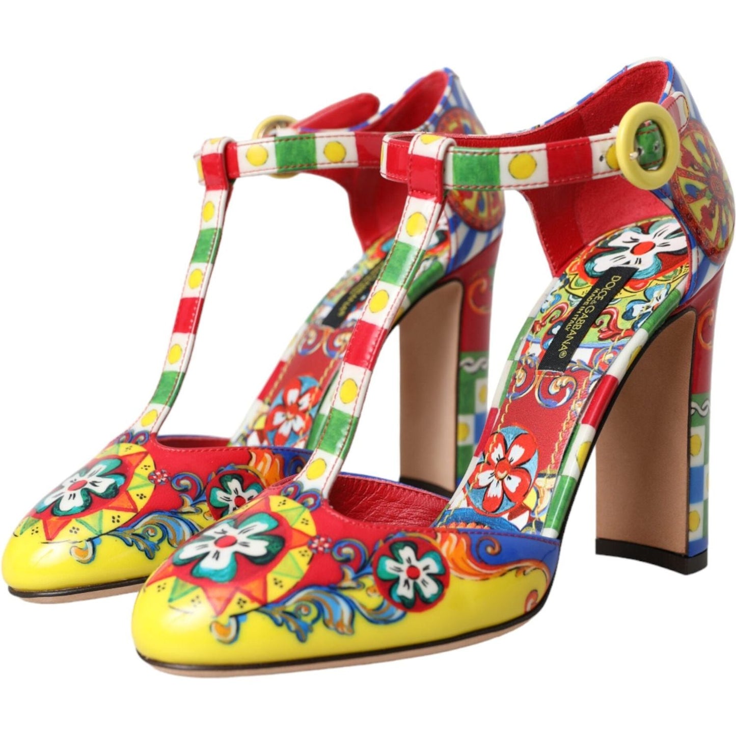 Dolce & Gabbana Multicolor Carretto T-strap Sandals Shoes Dolce & Gabbana