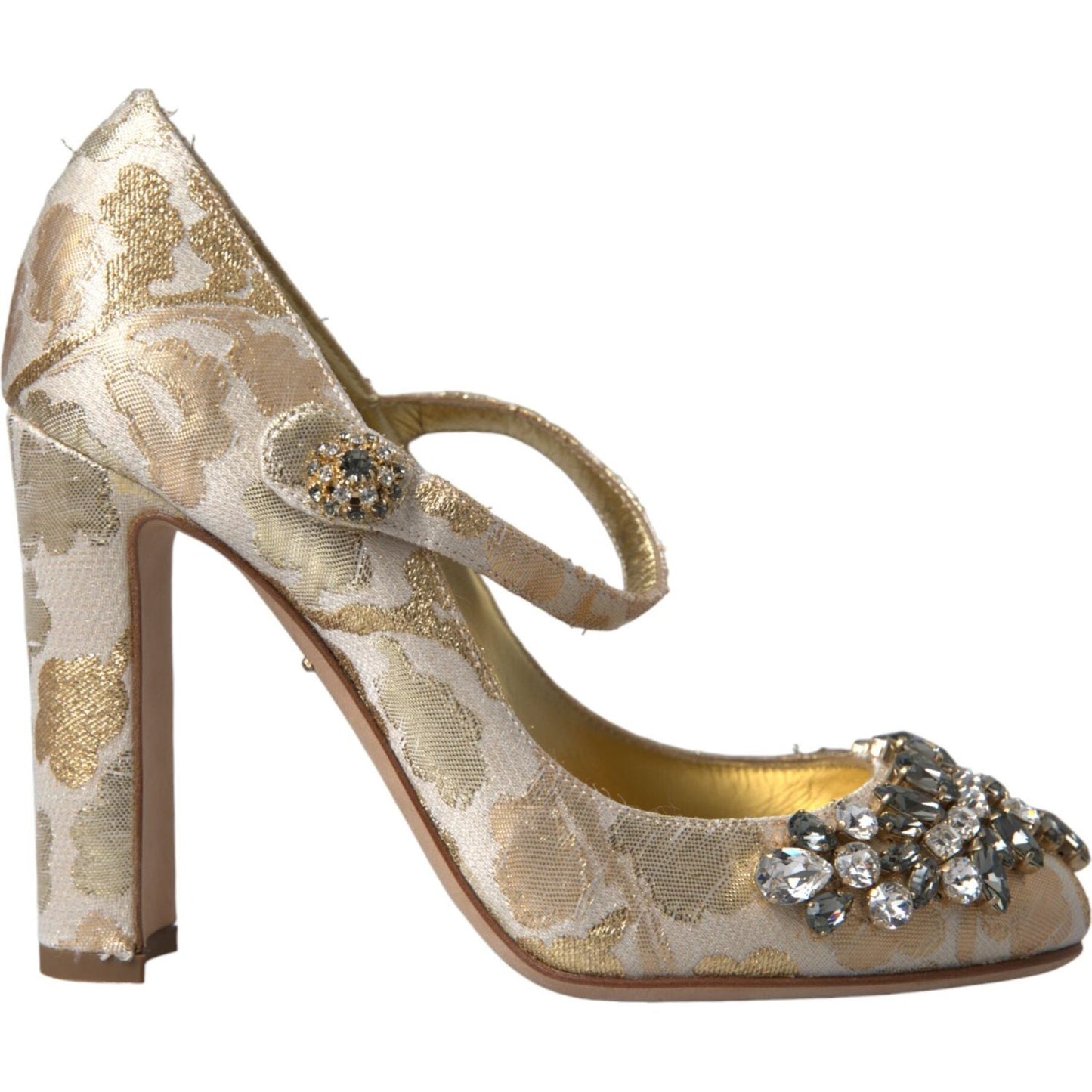 Dolce & Gabbana Gold Jacquard Crystal Vally Heels Pumps Shoes Dolce & Gabbana