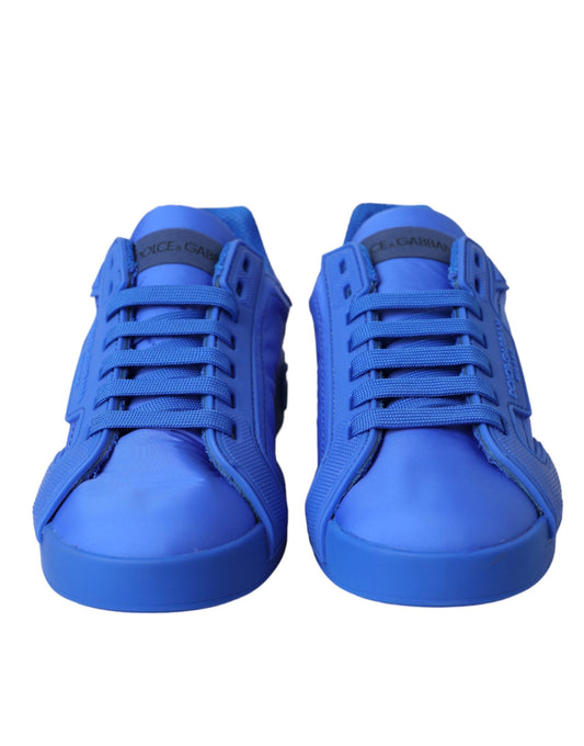 Dolce & Gabbana Blue Leather Fabric Low Top Sneakers Shoes Dolce & Gabbana