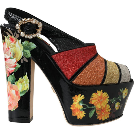 Dolce & Gabbana Multicolor Floral Crystal Platform Sandals Shoes Dolce & Gabbana