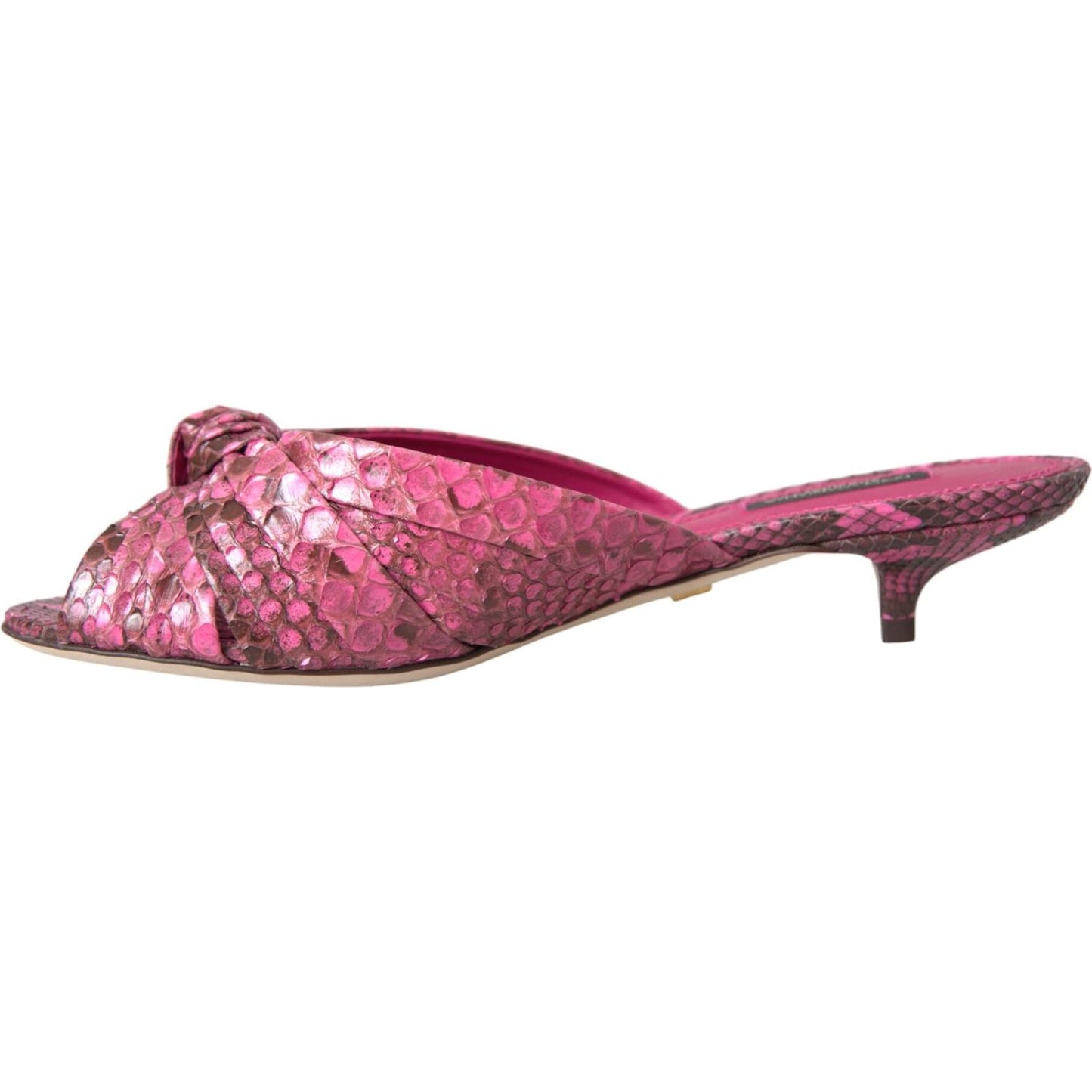 Dolce & Gabbana Pink Exotic Leather Kitten Heels Slides Shoes Dolce & Gabbana