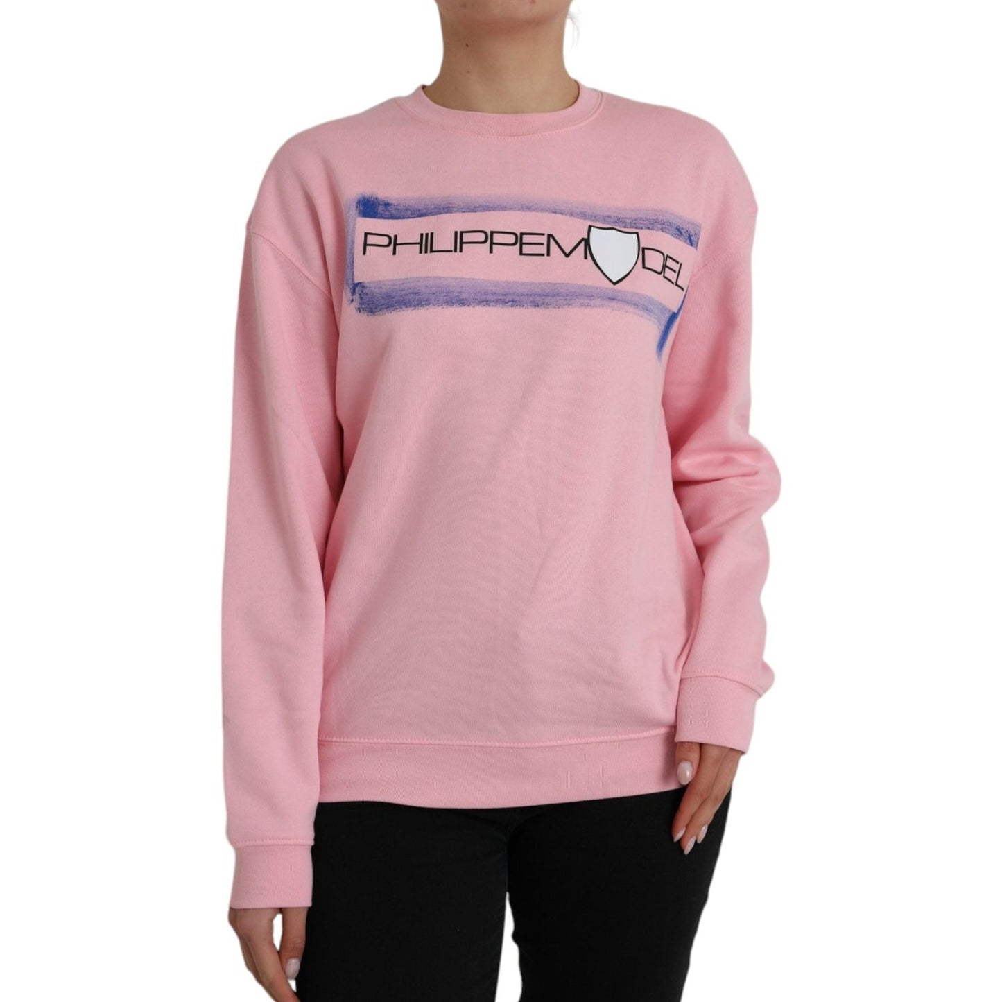 Philippe Model Pink Cotton Logo Print Long Sleeves Pullover Sweater Philippe Model Rosy Brown