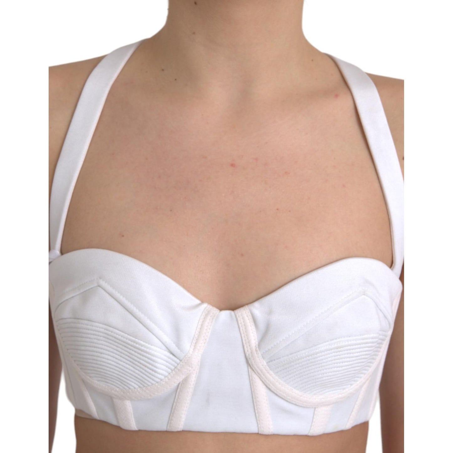 Versace White Viscose Bustier Sleeveless Cropped Top Versace