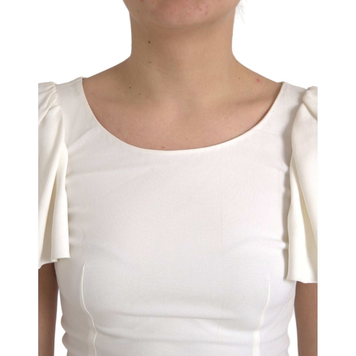 Dolce & Gabbana White Viscose Round Neck Short Sleeves Top
