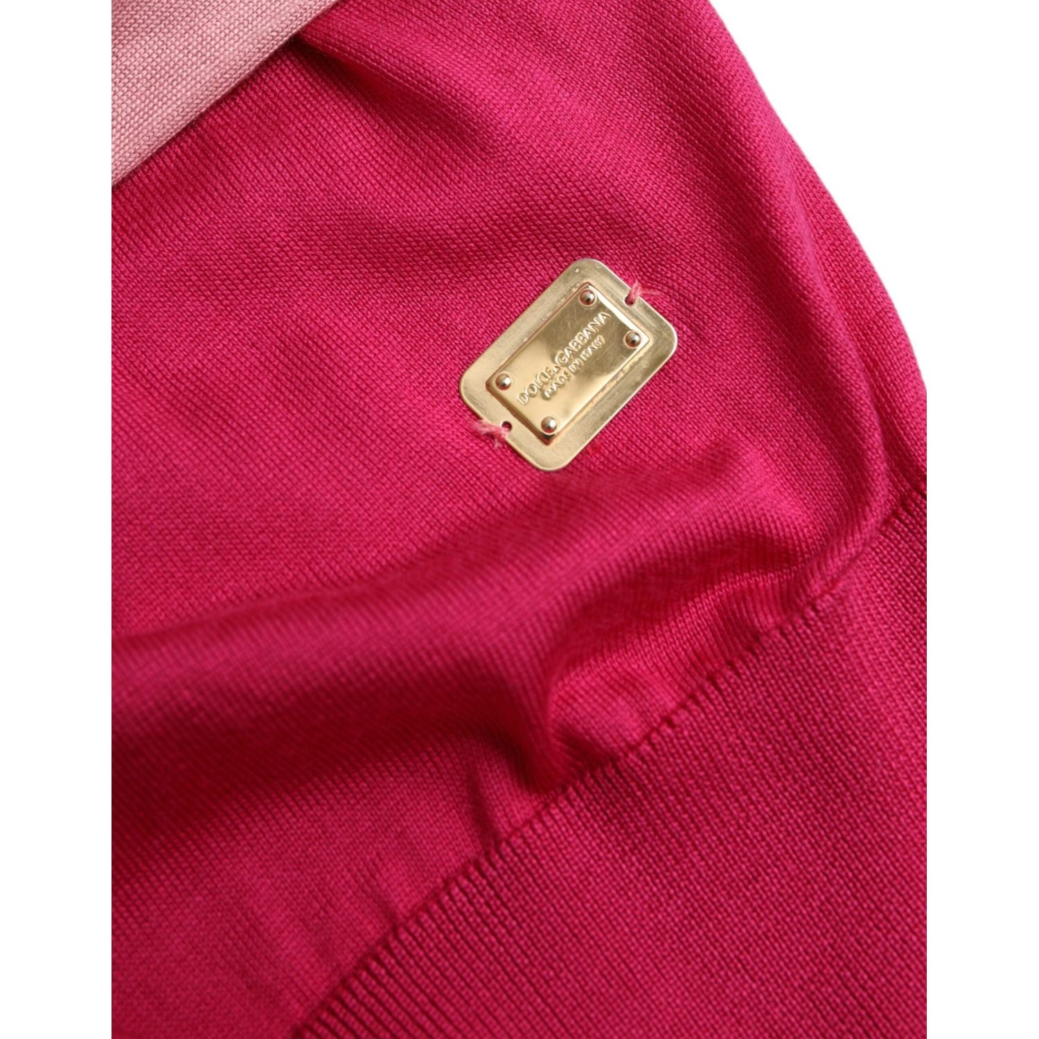 Dolce & Gabbana Pink Short Sleeves Pullover Ascot Collar Top