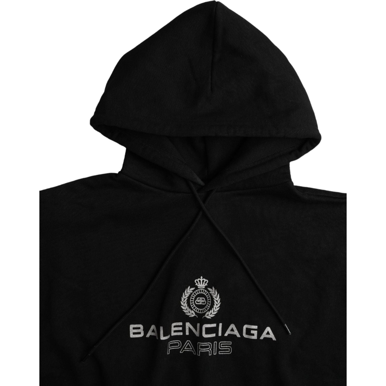 Balenciaga Black Cotton Logo Hooded Pullover Sweatshirt Sweater