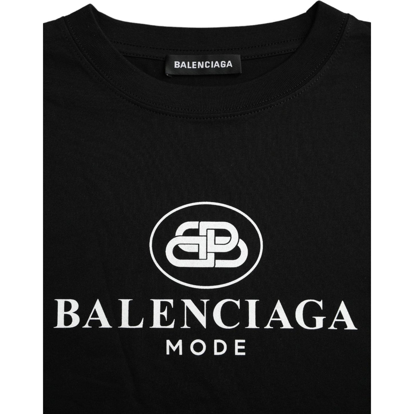 Balenciaga Black Cotton Logo Crew Neck Short Sleeves T-shirt Balenciaga