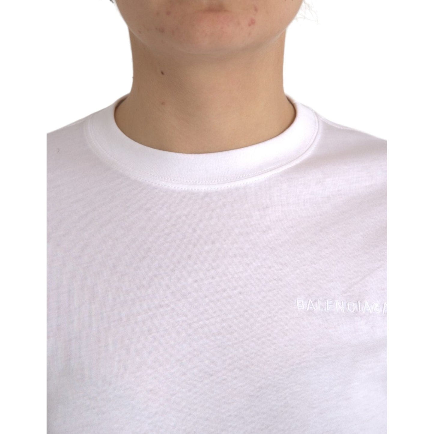 Balenciaga White Cotton Crew Neck Short Sleeves Tee T-shirt Balenciaga